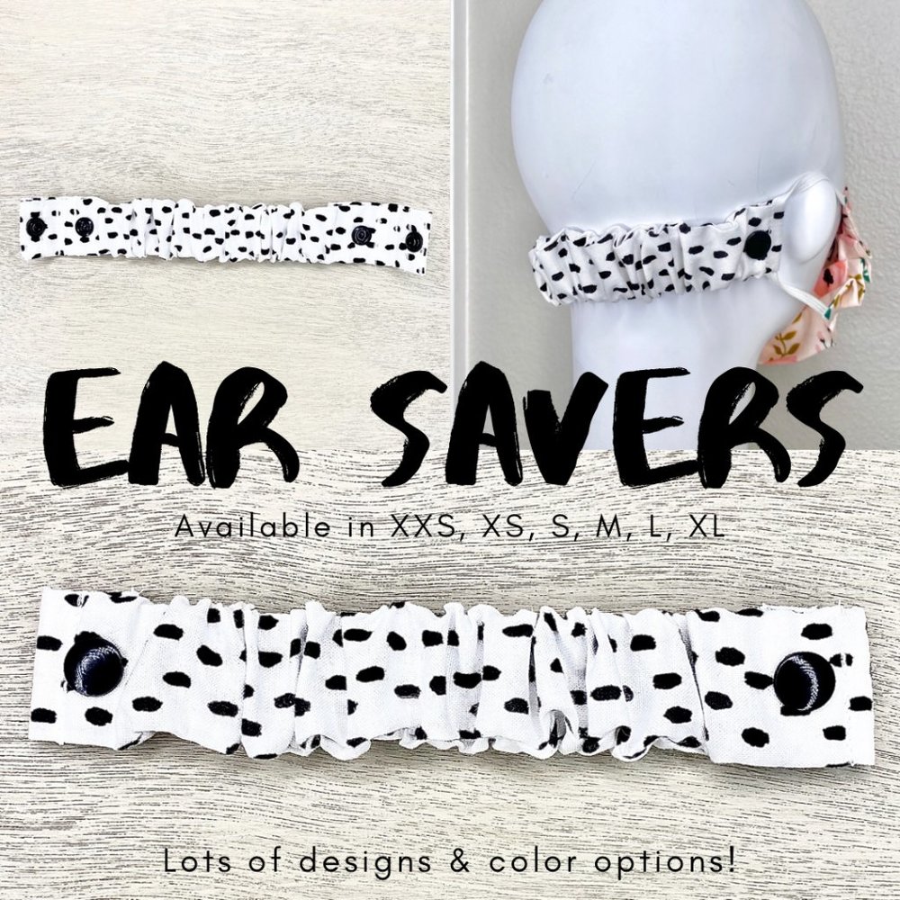 THE BEST EAR SAVERS Multiple Sizes White w Blk Dot